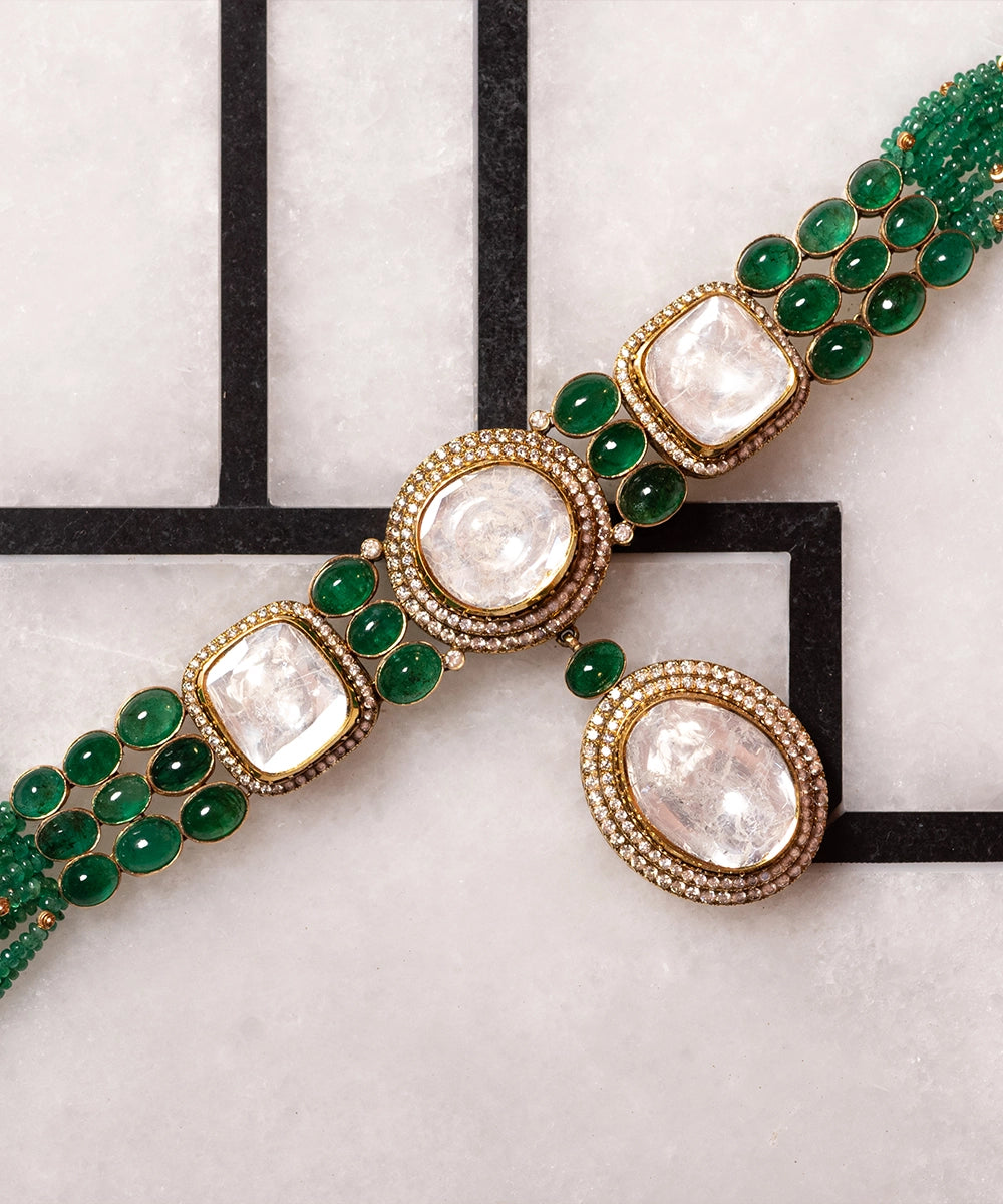 Deepalika Emerald and Diamond Polki Necklace